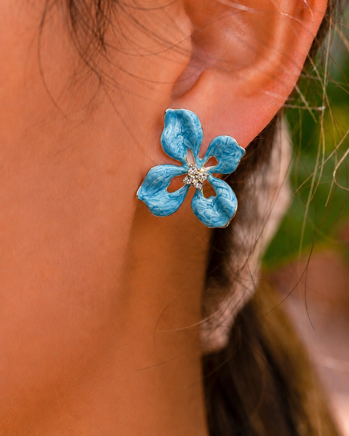 Noir Bloom Enamel Earrings