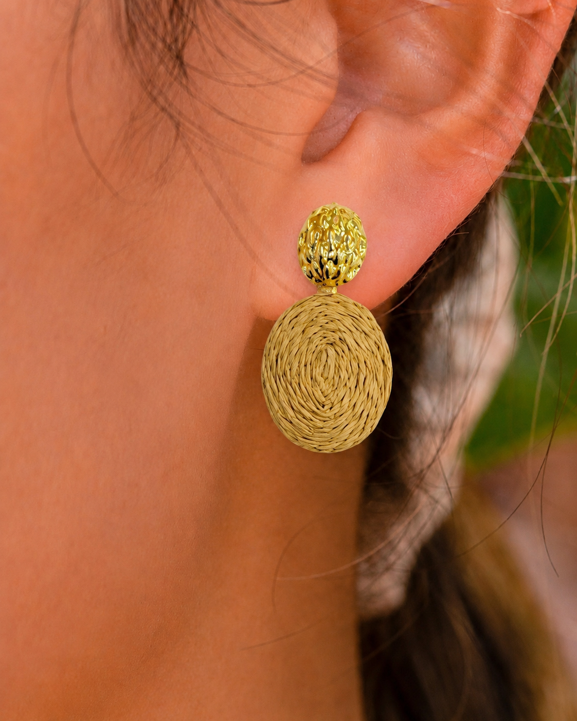 Raffia Oval Drop Earrings