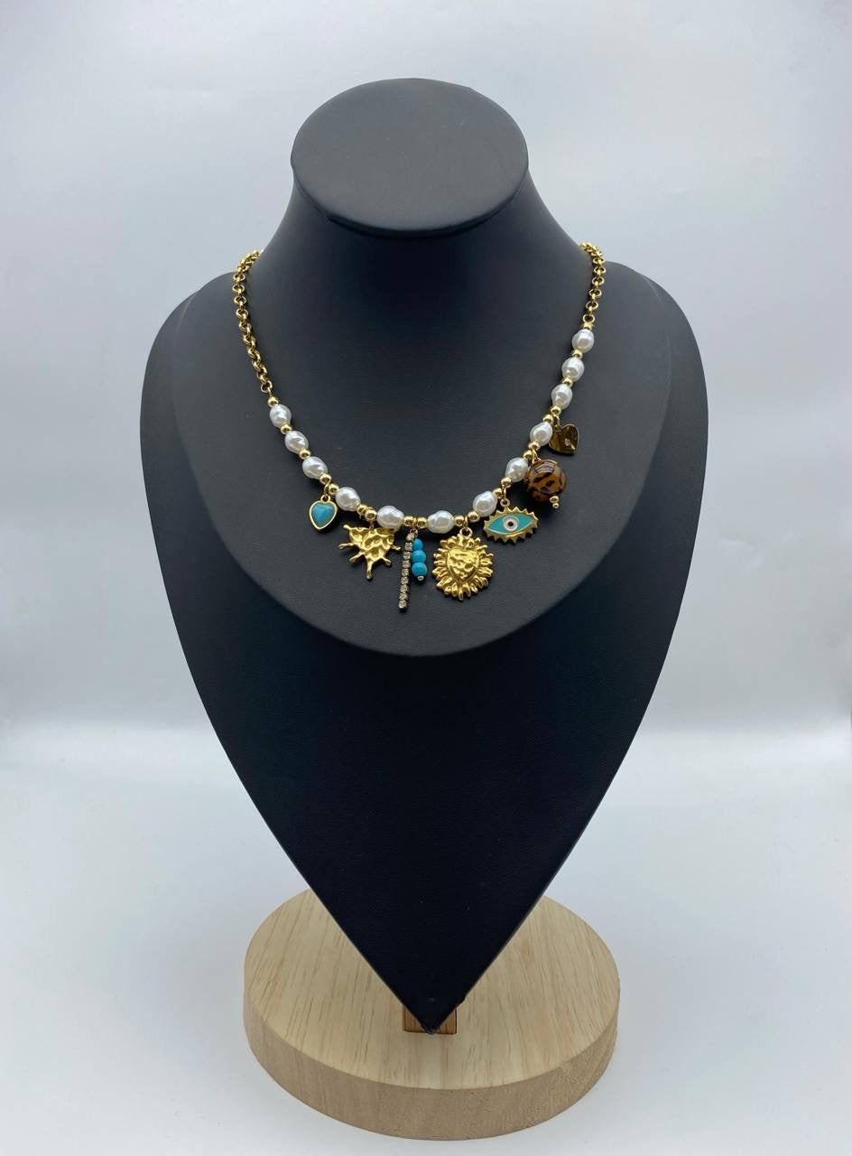 Sun & Eye Charm Necklace
