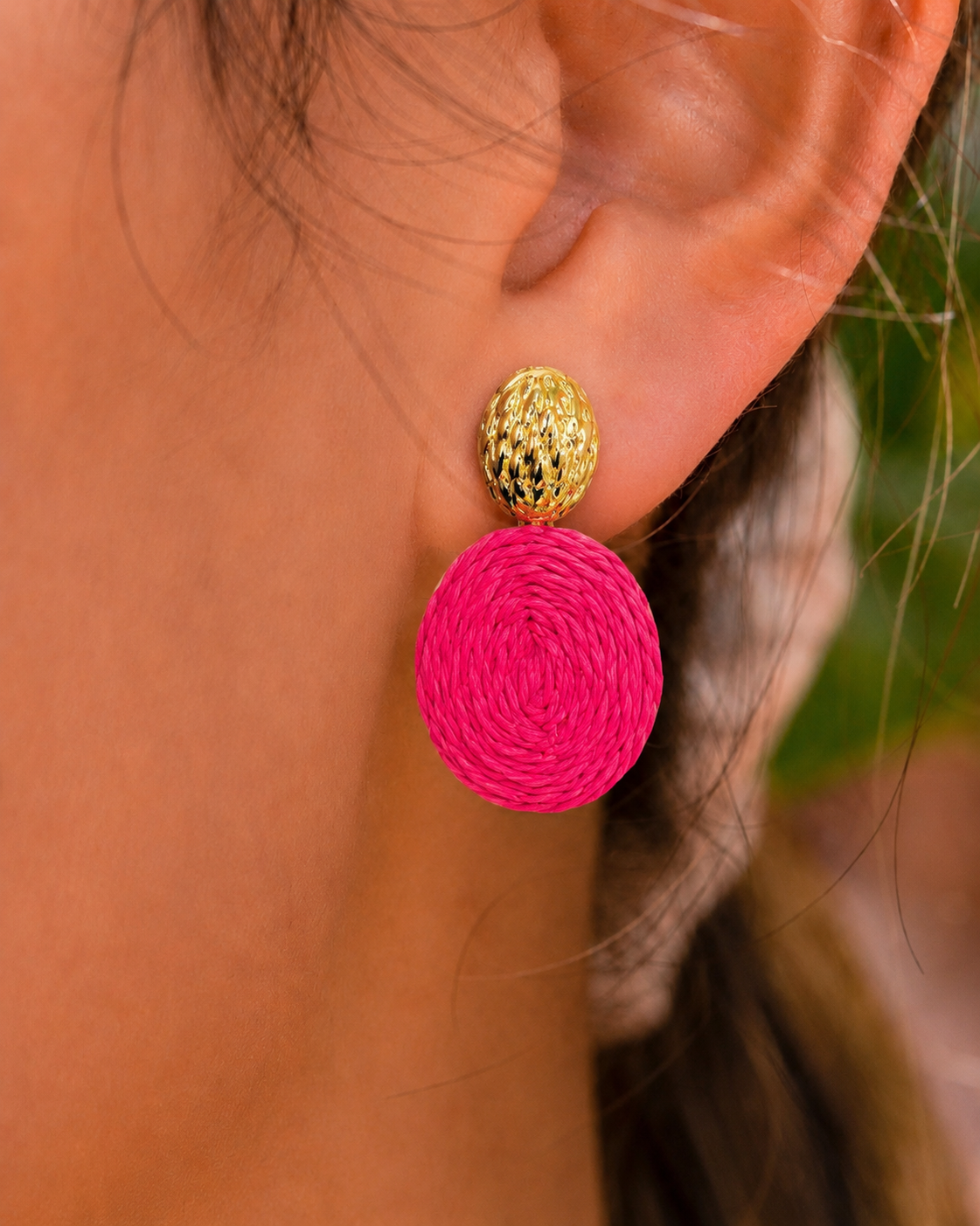 Raffia Oval Drop Earrings
