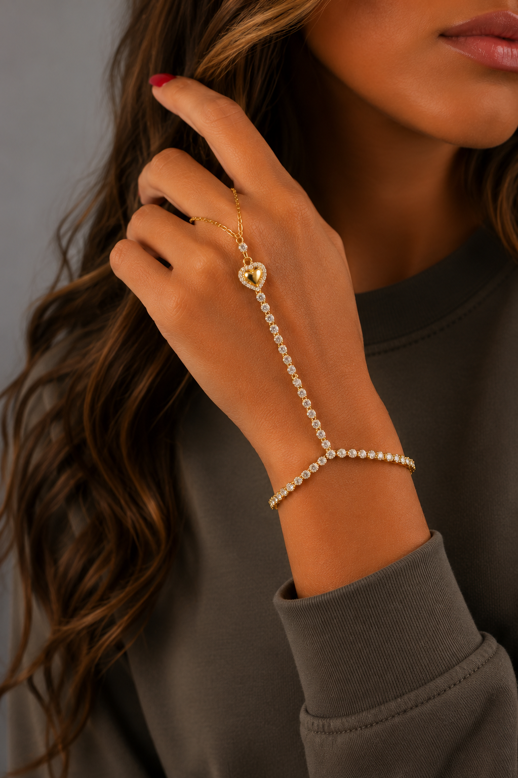 Golden Halo Heart Hand Chain