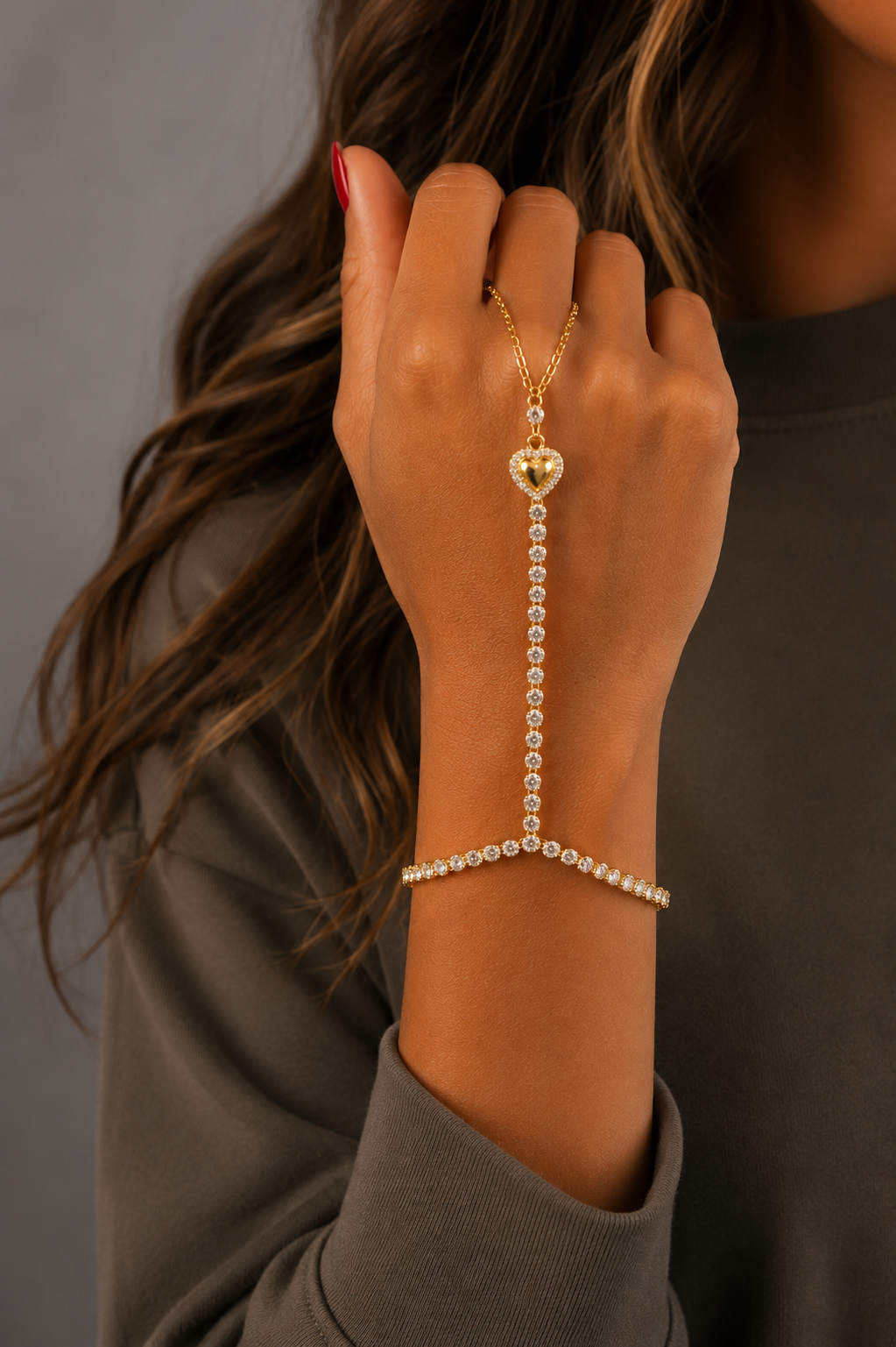 Golden Halo Heart Hand Chain